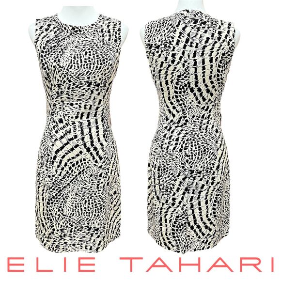 Elie Tahari Animal Print Shift Dress Size 2 - Picture 1 of 15
